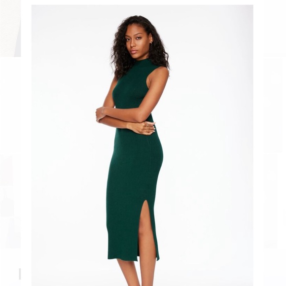 Elegant Knit Mock Neck Black Sleeveless Dress (In BLACK) - Picture 3 of 3